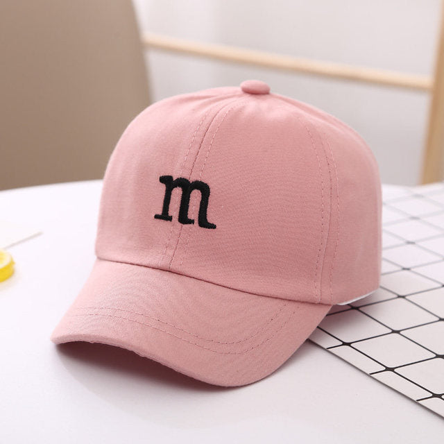 Letter M Embroidered Children's Cotton  Hat Cap