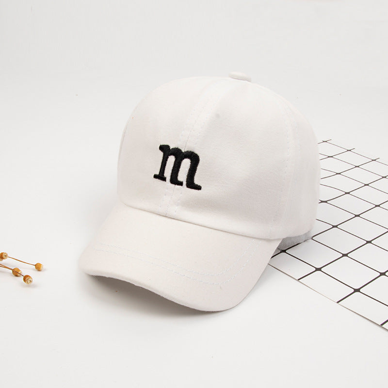 Letter M Embroidered Children's Cotton  Hat Cap