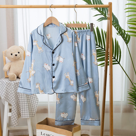 Long-Sleeved Short Suit Ice Silk Baby Air-Conditioned Home Service