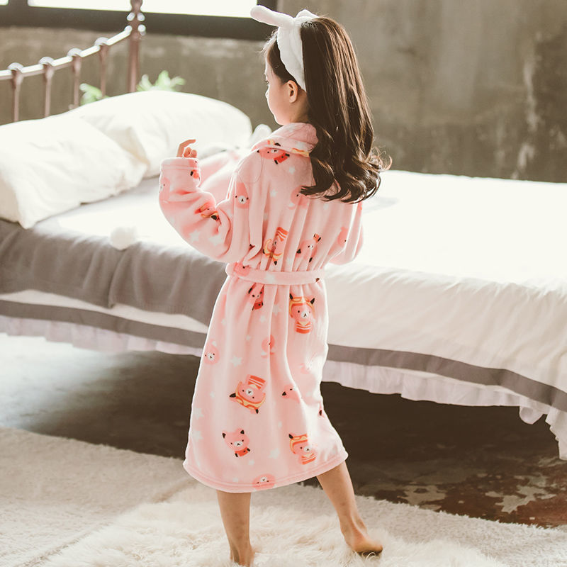 Nightgown Thickened Flannel Girls Pajamas