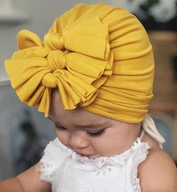 Pleated bowknot baby hat