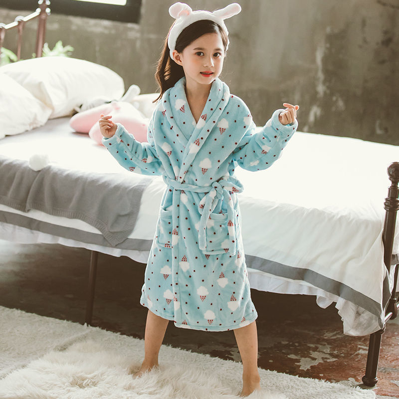 Nightgown Thickened Flannel Girls Pajamas