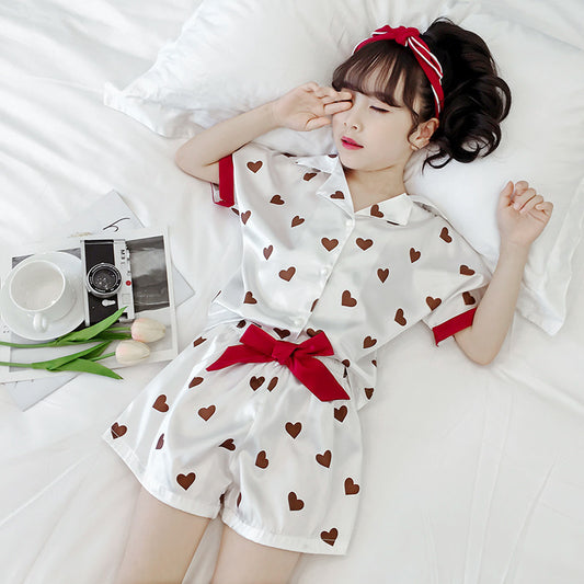 Girls Summer Cartoon Pajamas Short-sleeved