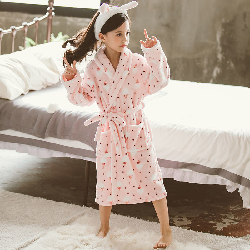 Nightgown Thickened Flannel Girls Pajamas