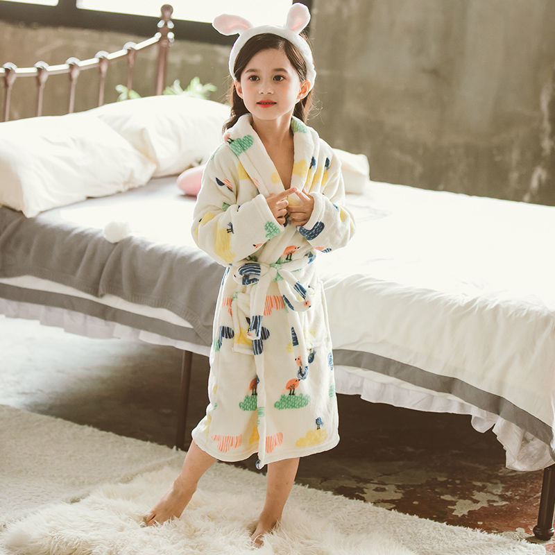 Nightgown Thickened Flannel Girls Pajamas