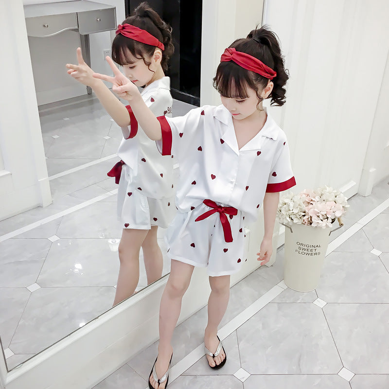 Girls Summer Cartoon Pajamas Short-sleeved