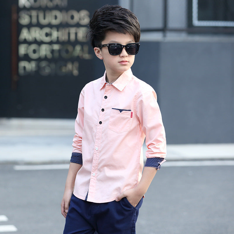 Trendy Fan Lapel Polka Dot Shirt